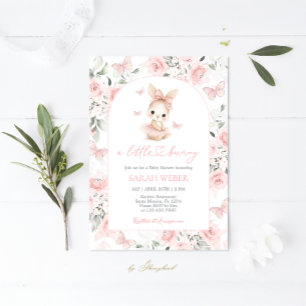 En liten kanin baby shower flicka inbjudan