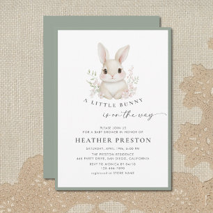 En liten kanin elegant sagegrön baby shower inbjudningar