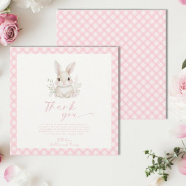 En liten kanin rosa gingham-bebis shower tack kort