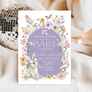 En liten kanin vildblomma baby shower inbjudningar