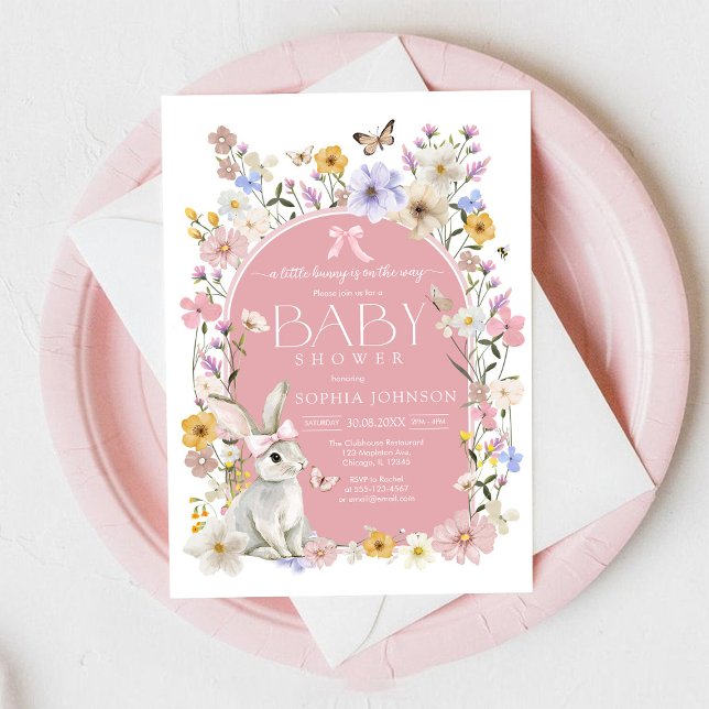 En liten kanin vildblomma baby shower inbjudningar (Skapare uppladdad)