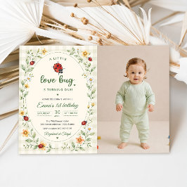 En liten kärleksnyckelpiga 1-års födelsedag  inbjudningar