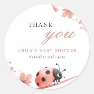 En liten kärleksnyckelpiga är på väg Baby Shower Runt Klistermärke