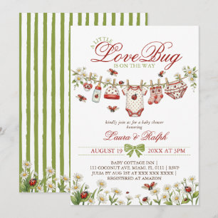 En liten kärleksnyckelpiga flicka baby shower inbjudningar