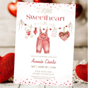 En liten kärling Röda Pojken Baby shower  Inbjudningar