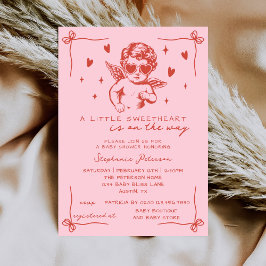 En liten kärresta Valentin Cupid Baby Shower Inbjudningar