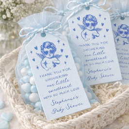En liten kärring Valentine Pojke Babyfirande Presentetikett