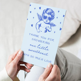 En liten kärring Valentine Pojke Babyfirande Tack Kort