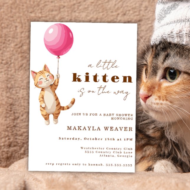En liten kattunge i Kattunge Baby Shower-inbjudan Inbjudningar (Skapare uppladdad)