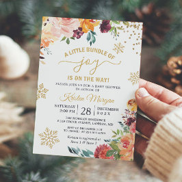 En liten knippe glädje Burgundy Blommig Bebis Show Inbjudningar