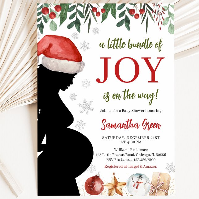 En liten knippe glädje Jul Baby Shower Inbjudningar (Skapare uppladdad)