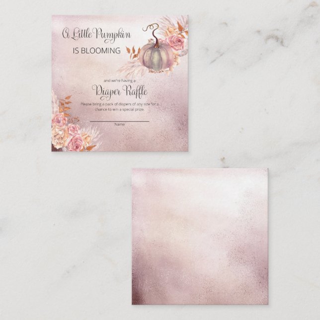 En liten knumpkin Baby Shower Diaper Raffle Enclos Tilläggskort (Fram/baksida)
