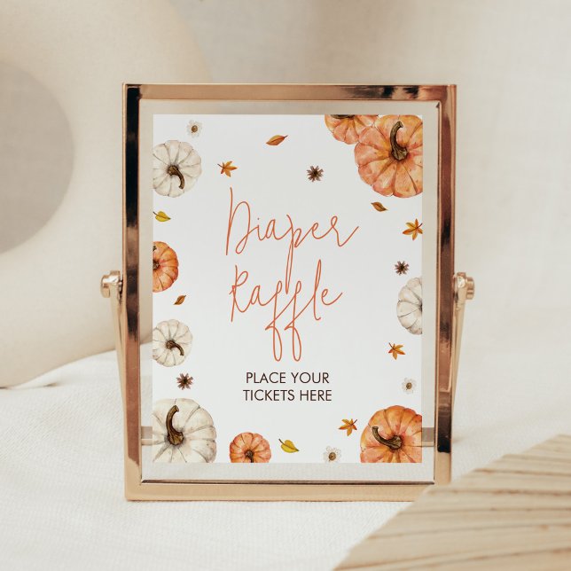 En liten knumpkin Baby Shower Raffle Poster (Fall Pumpkin Baby Shower Diaper Raffle Sign)
