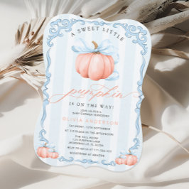 En liten knumpkin Blue Bow Fall Boy Shower Inbjudningar
