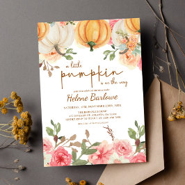 En liten knumpkin Boho Rustic Fall Baby Shower Inbjudningar