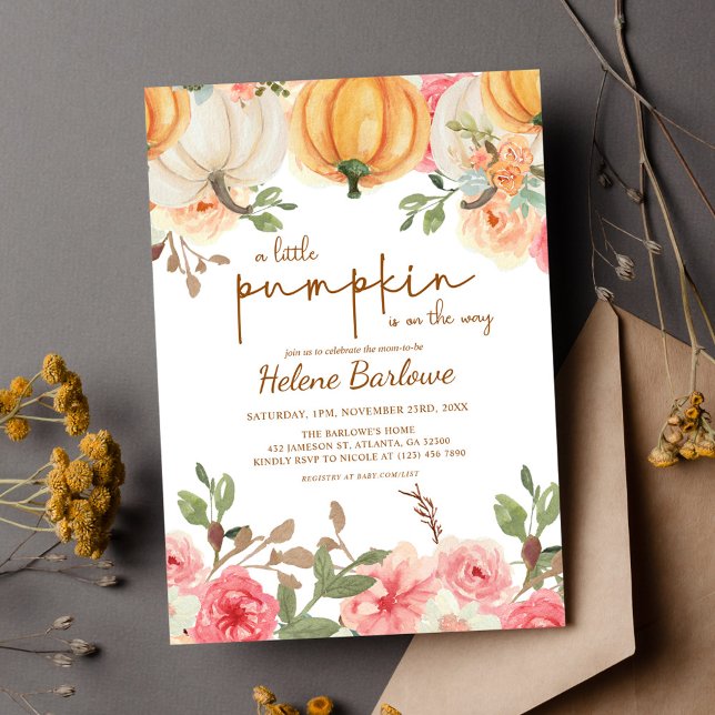En liten knumpkin Boho Rustic Fall Baby Shower Inbjudningar (A Little Pumpkin Boho Rustic Fall Baby Shower Invitation)