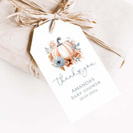 En liten knumpkin Boy Fall Baby Shower Tack Presentetikett