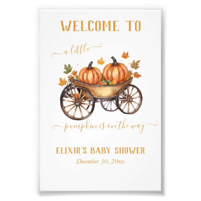 En liten knumpkin Fall Baby Shower Gender Neutral Fototryck (Framsidan)