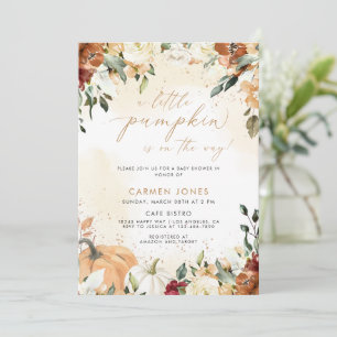 En liten knumpkin Fall Baby Shower Gender Neutral Inbjudningar
