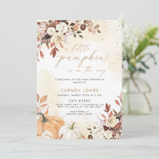 En liten knumpkin Fall Baby Shower Gender Neutral Inbjudningar