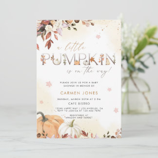 En liten knumpkin Fall Baby Shower Gender Neutral Inbjudningar