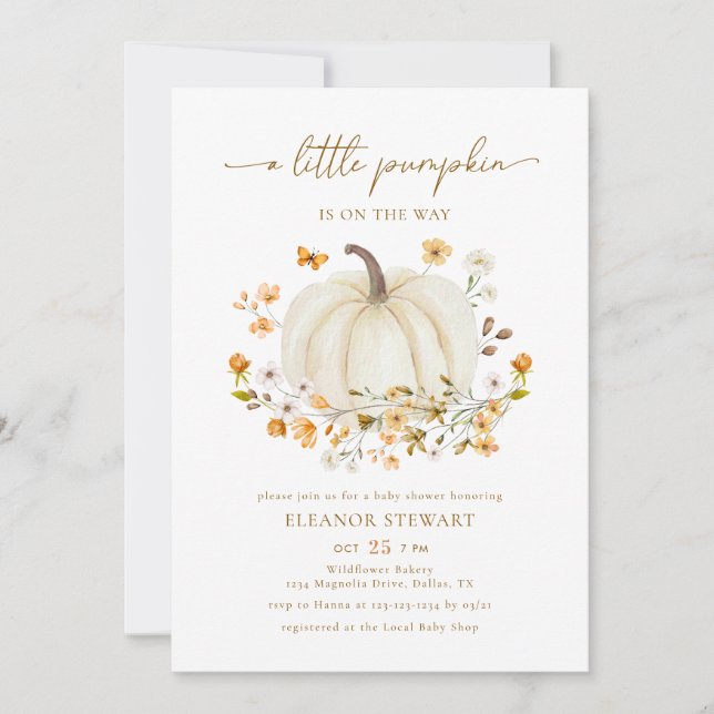 En liten knumpkin Fall Baby Shower Gender Neutral Inbjudningar (Framsida)