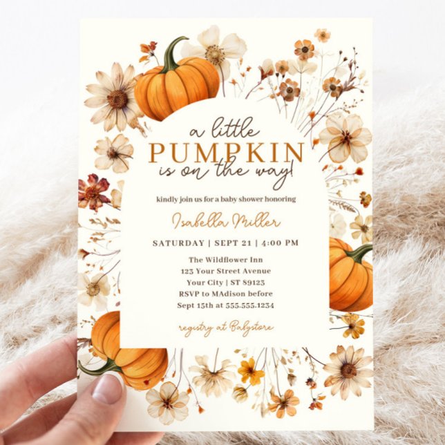 En liten knumpkin Fall Baby Shower Gender Neutral Inbjudningar (Skapare uppladdad)