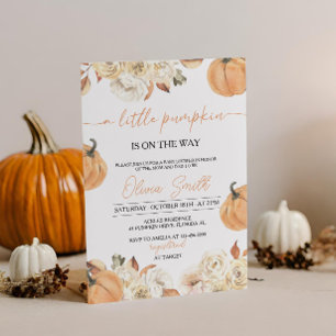 En liten knumpkin Fall Baby Shower Gender Neutral Inbjudningar