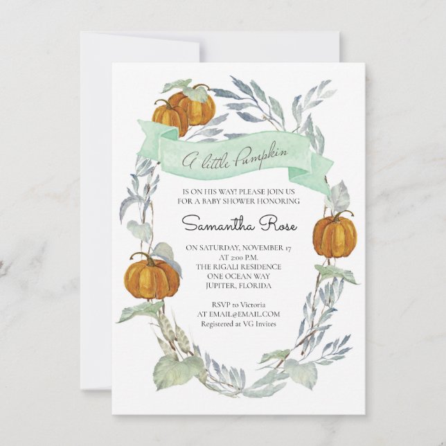En liten knumpkin Fall Baby Shower Gender Neutral Inbjudningar (Framsida)