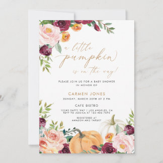 En liten knumpkin Fall Baby Shower Gender Neutral Inbjudningar