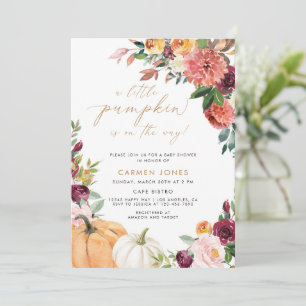 En liten knumpkin Fall Baby Shower Gender Neutral Inbjudningar