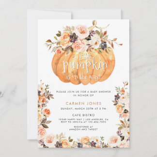 En liten knumpkin Fall Baby Shower Gender Neutral Inbjudningar