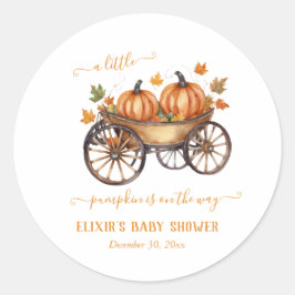 En liten knumpkin Fall Baby Shower Gender Neutral Runt Klistermärke