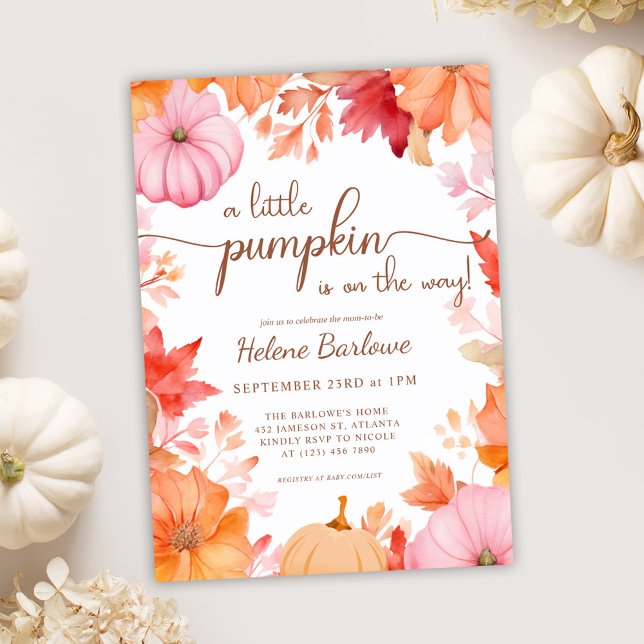 En liten knumpkin Fall Baby Shower Inbjudningar (A Little Pumpkin Fall Baby Shower Invitation)