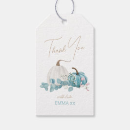 En liten knumpkin Fall Baby Shower Presentetikett