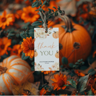 En liten knumpkin Fall Baby Shower Presentetikett