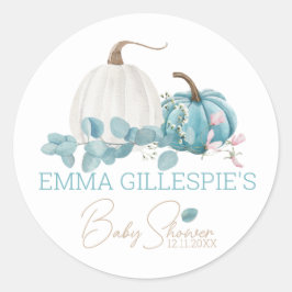 En liten knumpkin Fall Baby Shower Runt Klistermärke