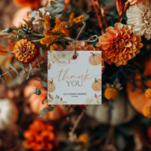 En liten knumpkin Fall Baby Shower Square Gåvor Etiketter