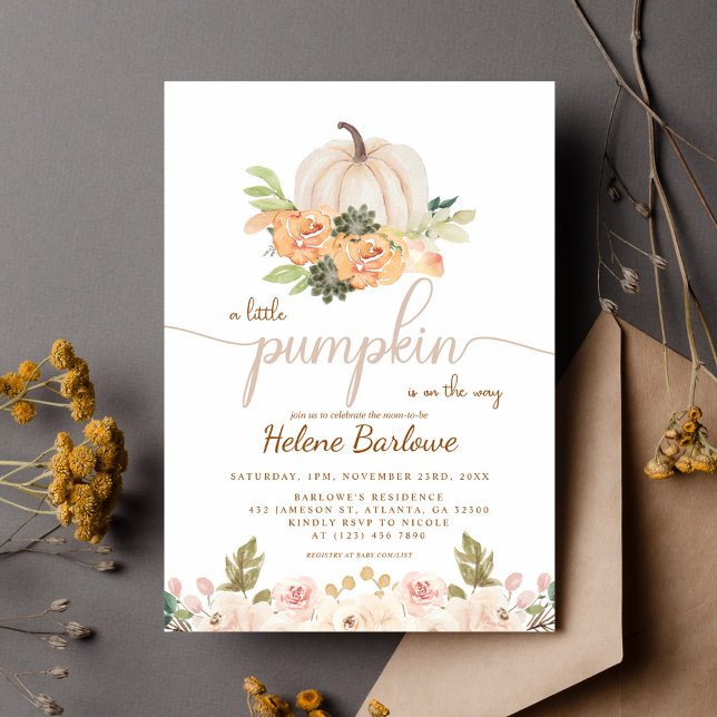 En liten knumpkin Fall Boho Baby Shower Inbjudningar (A Little Pumpkin Fall Boho Baby Shower Invitation)