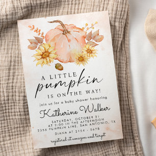 En liten knumpkin Flowers Autumn Shower Inbjudningar
