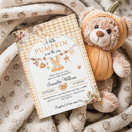 En liten knumpkin Girl Modern Fall Baby Shower Inbjudningar