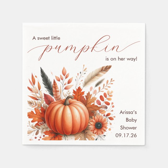 En liten knumpkin-höstbabystövel pappersservett (Framsidan)