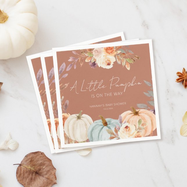 En liten knumpkin Terracotta Fall Baby Shower Pappersservett (Skapare uppladdad)