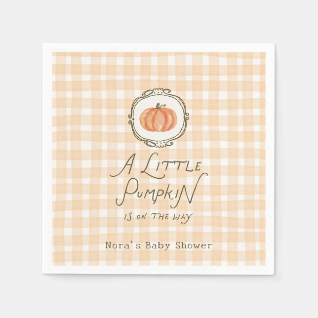 En liten knumpkin Whimsical Gingham Baby Shower Pappersservett (Framsidan)