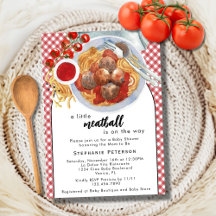 En liten köttbulle är på väg Röd babyfest