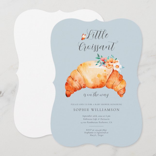 En liten kroissant är på väg att visa sig vara en  inbjudningar (Fram/baksida)