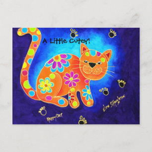 En liten kutey! - Lycklig Blue Cat Vykort