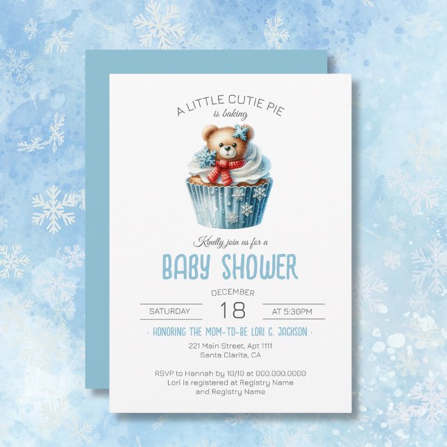 En liten kutie Paj gör en blå babyskugga Inbjudningar (A Little Cutie Pie Is Baking Blue Boy Baby Shower Invitation)