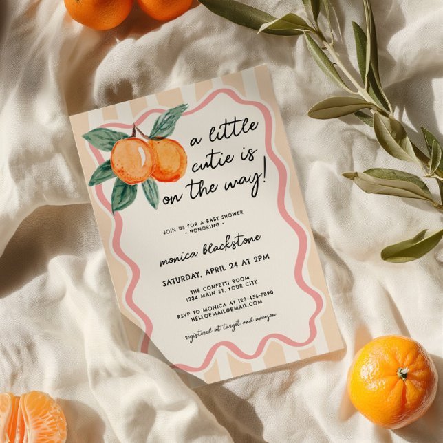 En liten kutie, vismisk flicka, babyskor inbjudningar (A Little Cutie Girls Baby Shower Invite)