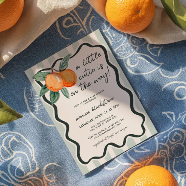 En liten kutisk könsneutral babystövel inbjudningar (A Little Cutie Baby Shower Invite)